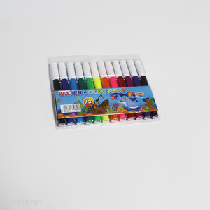Wholesale cheap 12 pieces plastic water color pens kids stationery set