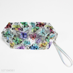 New items fashionable butterfly printed pvc cosmetic bag makeup pouch