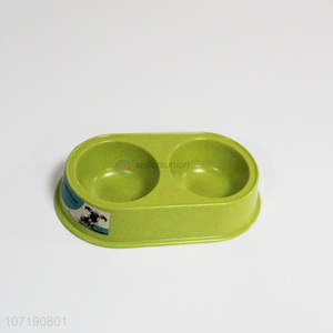 Good quality eco friendly plastic pet feeder double bowl