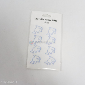Low price 8 pieces shark shape iron paper clips metal bookmarks