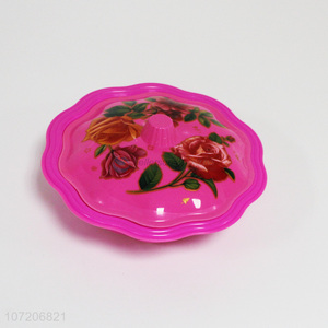 New design fashion exquiste plastic bowl with flower printed lid