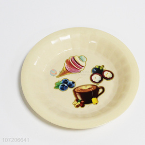 Promotional premium custom logo printed round plastic plate food serving plate