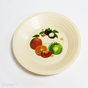 High quality custom logo printed round plastic dinner plate fruit plate
