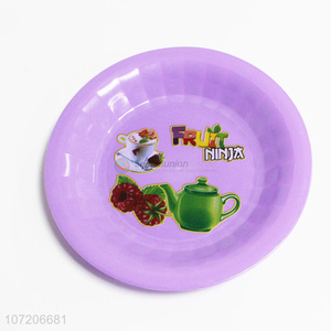 Wholesale cheap custom logo printed round plastic plate food serving plate
