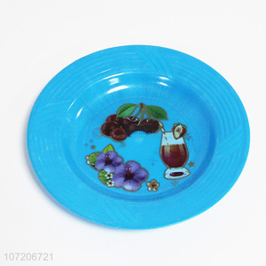 Suitable price custom logo printed round plastic plate food serving plate