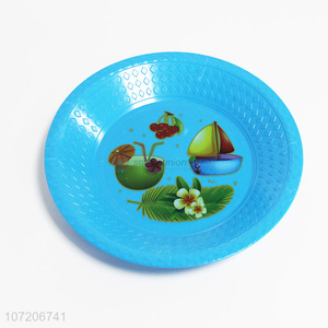 Good quality custom logo printed round plastic dinner plate fruit plate
