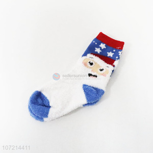 Factory wholesale kids cartoon santa claus knitted ankle socks crew socks