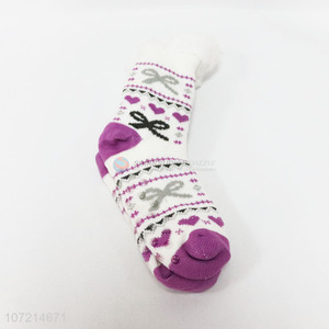 Hot sale fashion women winter warm jacquard knitted fluffy socks