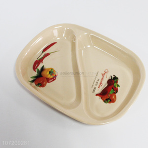 Wholesale Price 2 Sections Melamine Divided Plate Compartment Plate