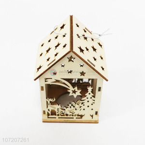 Cheap Wooden House Shaped Pendant Christmas Decoration