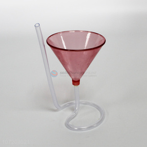 Contracted Design Transparent Cocktail Straw Cup With Built In Drinking Tube Straw