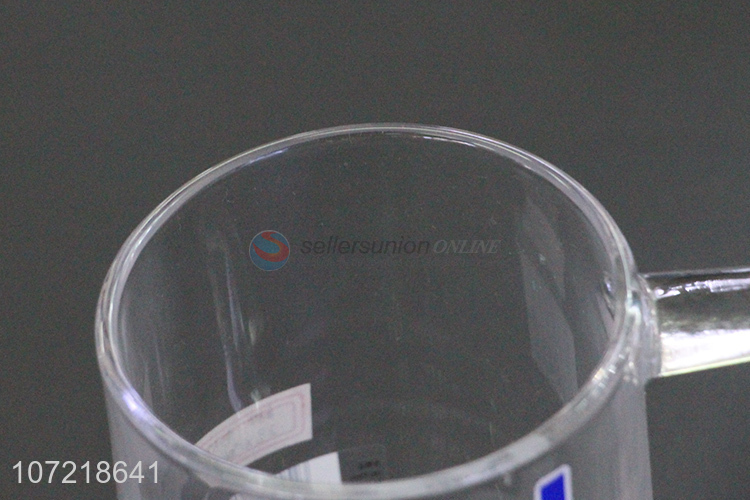 Hot Selling Reusable Transparent Tempered Glass Cup With Handle