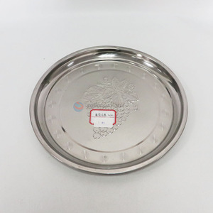 Low price round stainless steel food serving tray fruit <em>salver</em>