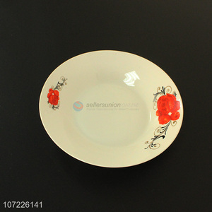 Hot selling cheap floral ceramic plate porcelain tableware