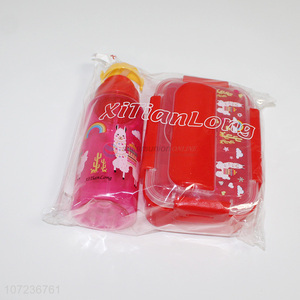 Wholesale cartoon animal printed plastic lunch box and water bottle set for children