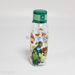 Popular products cartoon printing plastic water bottle with straw