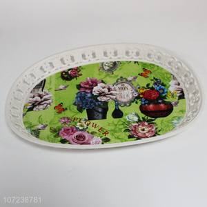 Good Quality Flower Pattern Plastic Tray Food Serving Tray