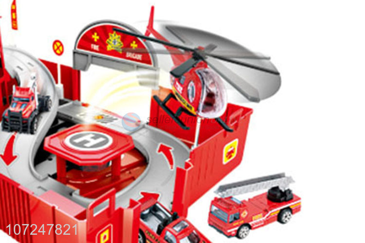Latest style container truck parking lot model toys rescue truck toy