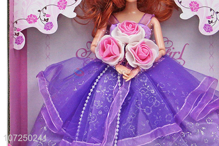 Good quality 11.5inch 11joints solid wedding dress doll for girls