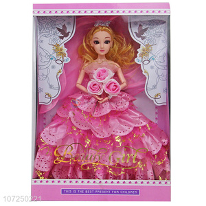 Wholesale cheap 11.5inch 12joints beautiful wedding dress doll with veil