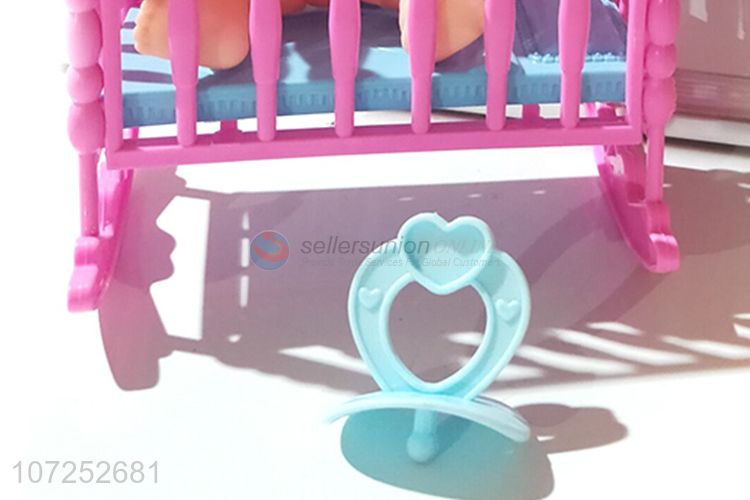 Hot Sale Kids Play At Home Vinyl Lovely Baby Doll Bed Toy