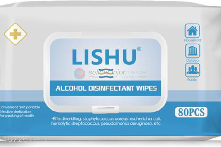 Superior quality 80 sheets alcoholic disposable disinfectant wipes antibacterial wet wipes