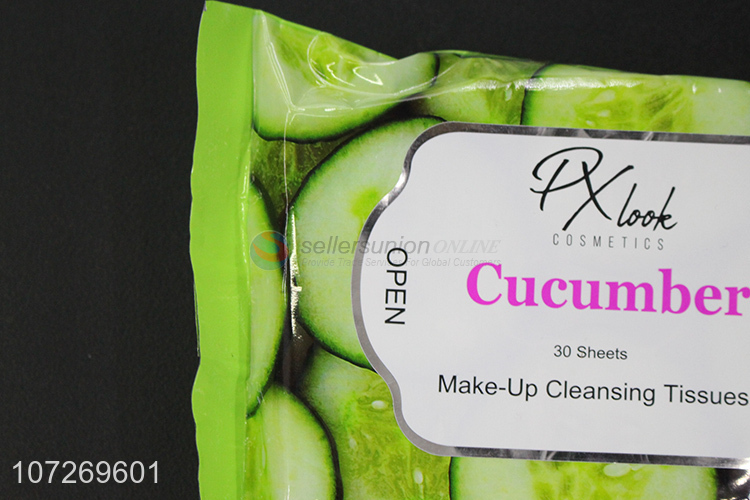 High Sales 30 Sheets Cucumber Make Up Cleansing Tissues