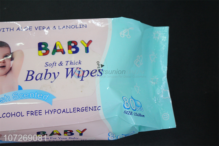 High Sales 80Pcs Soft And Thick Fresh Scented Baby Cleaning Wipes