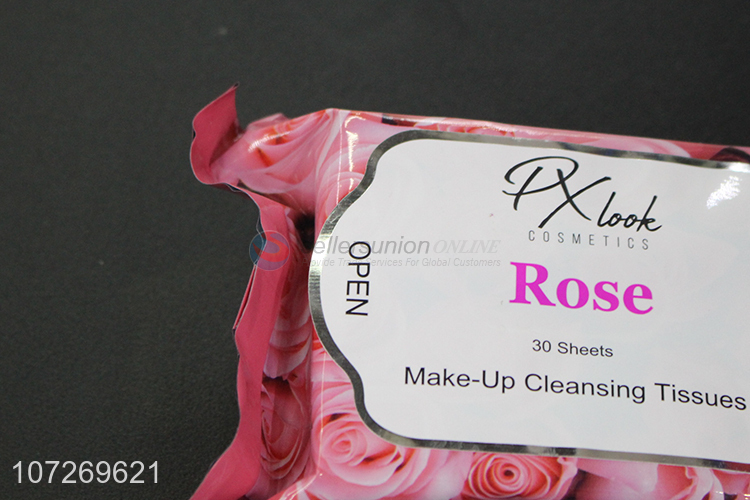 Factory Price 30 Sheets Rose Make Up Cleansing Tissues