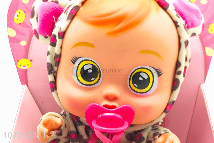 Professional supplier 14 inch vinyl pacifier baby doll crying baby dolls with found sound