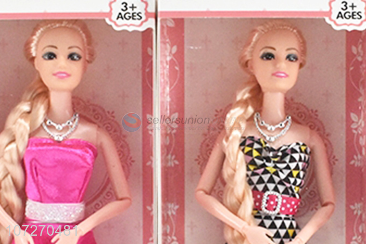 Wholesale custom 11.5 inch solid body girl doll wedding dress doll with long hair