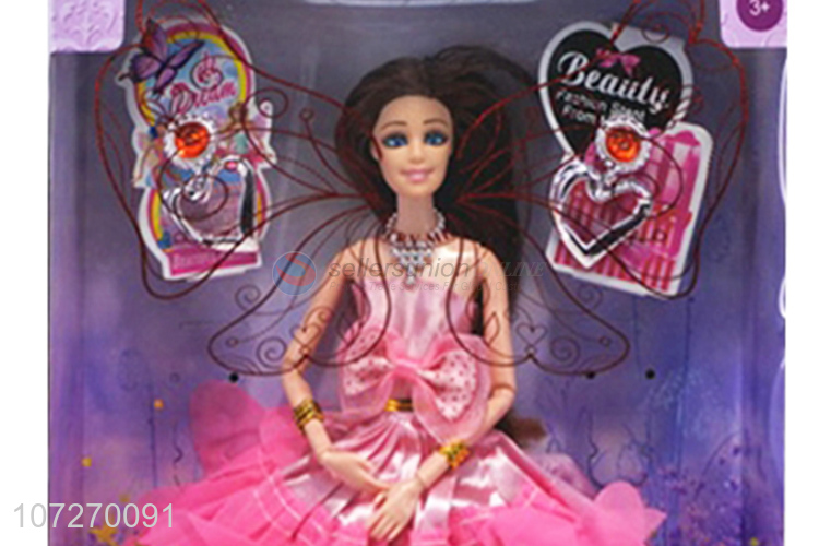 Factory wholesale 11.5 inch solid body princess doll wedding dress doll with earrings