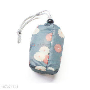 Excellent quality fashion flower printed foldable bucket bag shape shopping bag