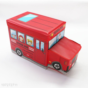 Most popular kids cartoon storage stool school bus storage ottoman