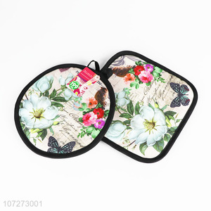 Best selling 2pcs flower printed heat pad for kitchen and home