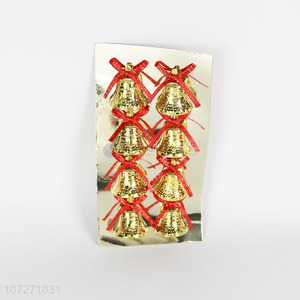 Most popular Christmas decorative 8pcs gold plastic Christmas bells