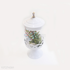 Latest arrival European style white metal candy jar with lid