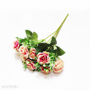 High Quality 10 Heads Small Rose Fashion Silk Cloth Flower