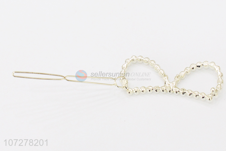 Fashion Pearls Hair Pin Ladies Frog Buckle Snap Clip