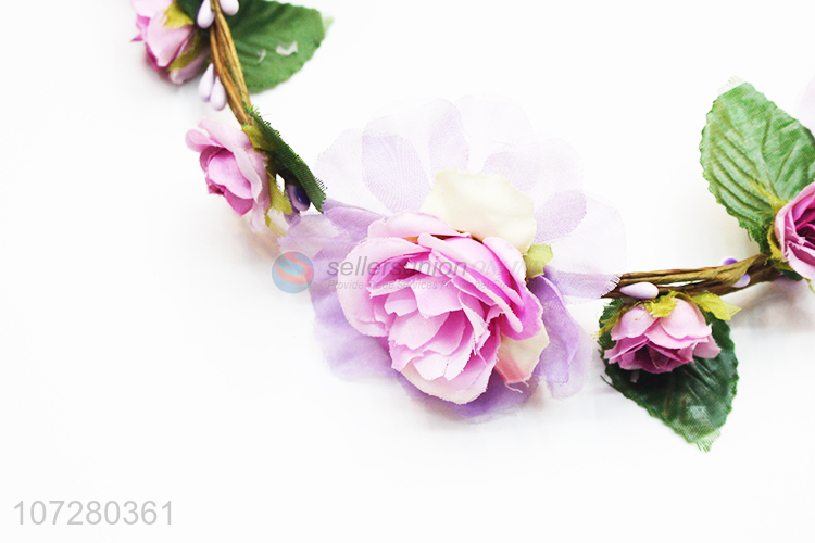 Factory Sell Flower Wreath Headband Beautiful Floral Hair Wreath For Girls