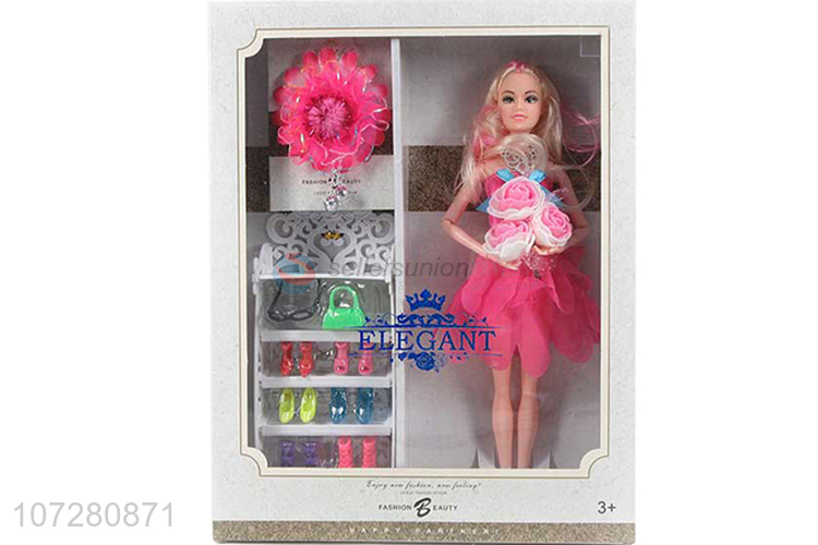 Top Quality 11 Joints Solid Body Beauty Girl Doll With Accessories Set
