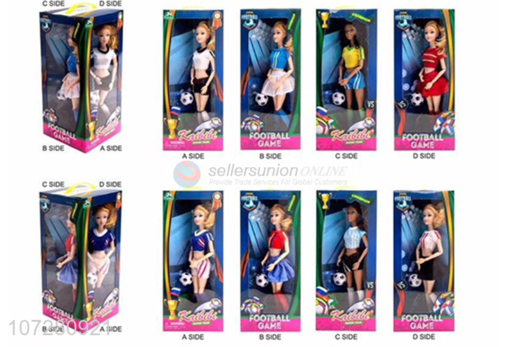 Good Sale 12 Joints Solid Body Soccer Girls Doll Set Toy