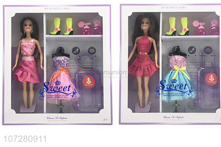 Popular Solid Body Beautiful Girls Doll With Fashion Accessories Set