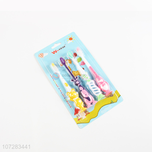 Factory price cartoon animal shape handle kids toothbrush set