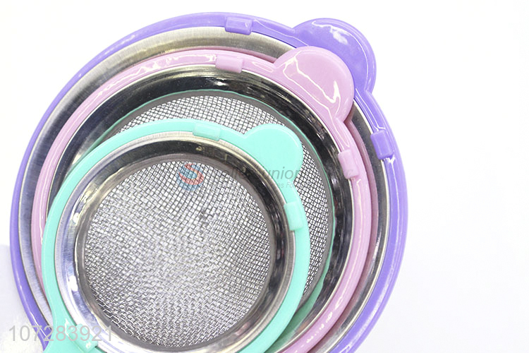 Hot Sale Colorful Plastic Handle Stainless Iron Oil Filter Strainer