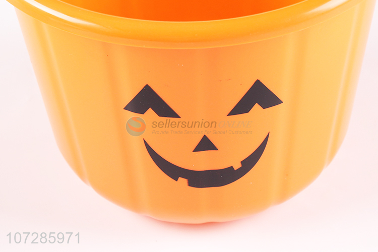 High Quality Halloween Plastic Pumpkin Bucket With Handle