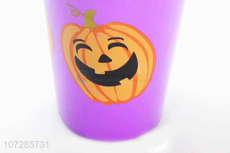 Factory Wholesale Reusable Pumpkin Pattern Halloween Plastic Cup