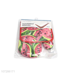 Fashion Printing Microwave Oven Mitts With Insulated Pad Set