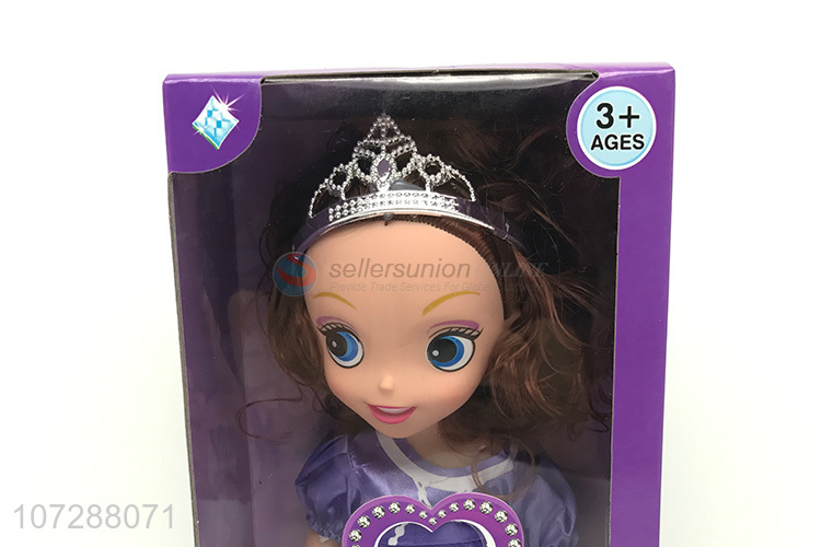 Popular Girls Toy 12 Inch Music Baby Doll With Crown