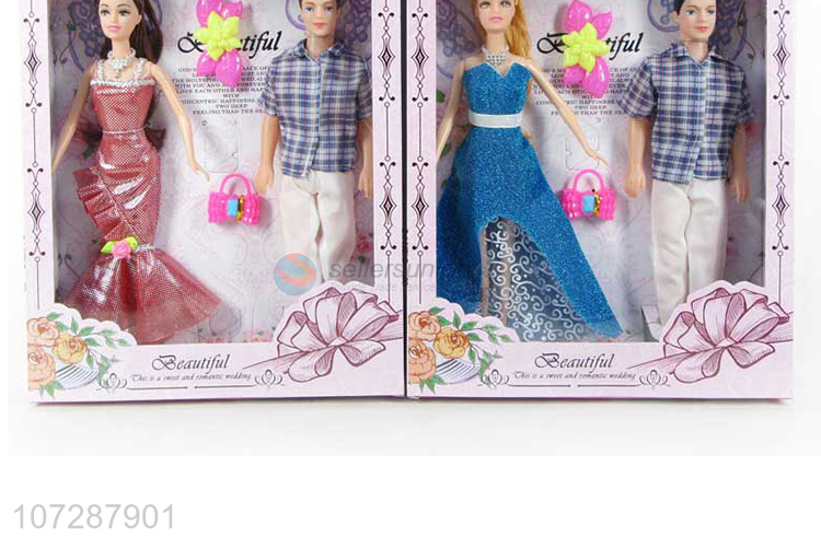 Custom Solid Body Formal Dress Ladies And Man Doll Set